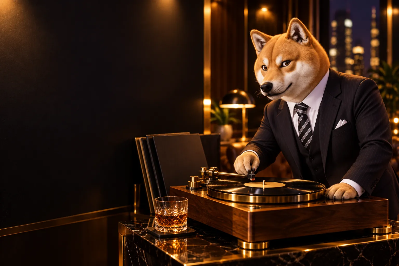 The Slumdoge Millionaire pose le bras d'une platine sur un vinyle, dans son salon de nuit.