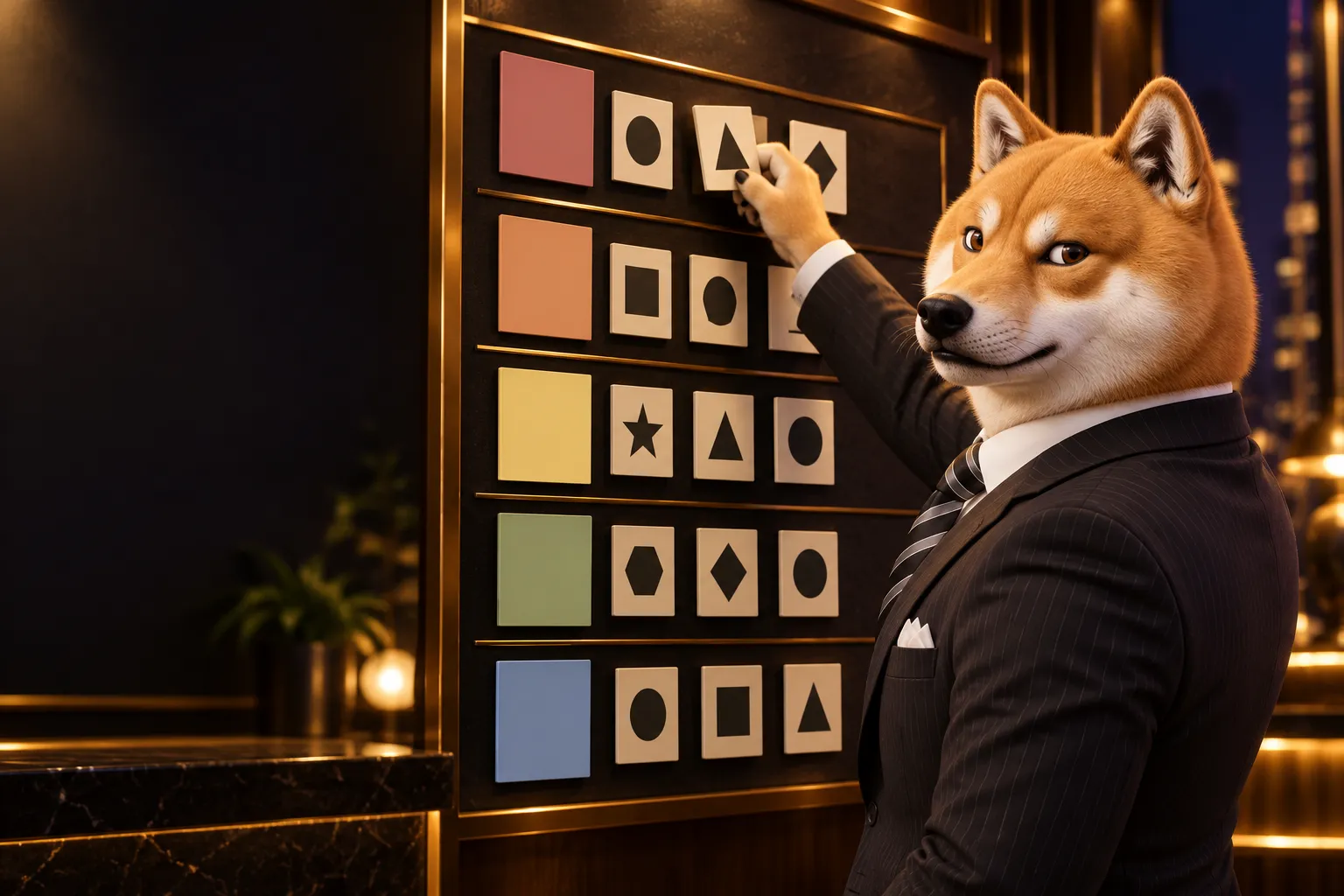 The Slumdoge Millionaire épinglant une tuile au sommet d'un grand tableau de classement à cinq rangs.